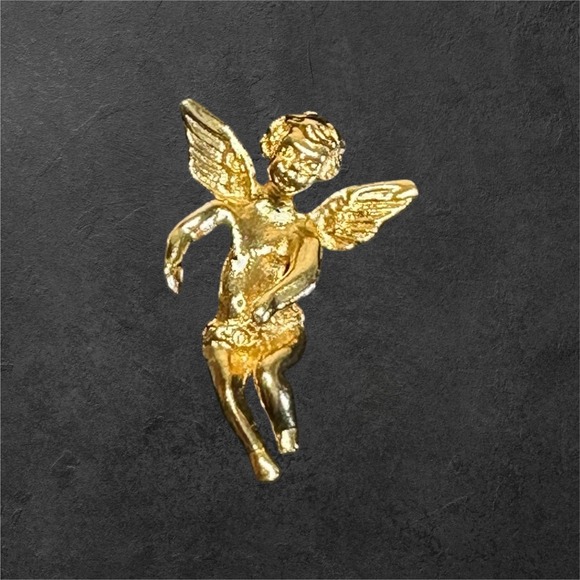 Other - Vintage Gold Tone Flying Cherub Angel Lapel Pin Cupid Fairy Tie Tack